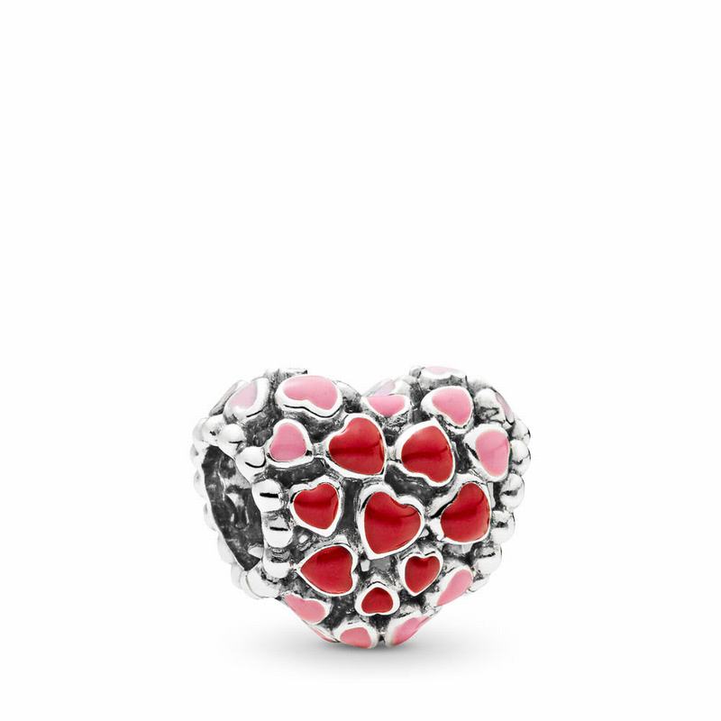 Pandora Red & Pink Hearts Charm - Sterling Silver/Enamel/Pink - Canada | SQ6492QD